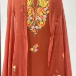 Summer cool ari work suit with heavy embroidered dupatta