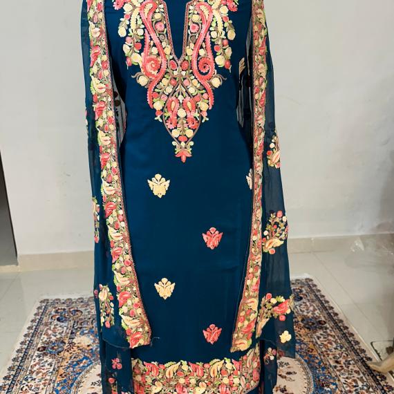 Reyon Cotton Kashmiri Suite with Stole and Heavy Ari Embroidery