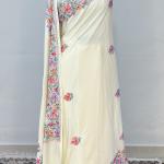 Pure silk saree with aari work heavy embroidery